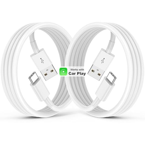 NEW 2pc Pack 3ft Carplay Cord Fast Charging for iPhone 17-16-15 Air Plus Pro Max - Picture 1 of 10